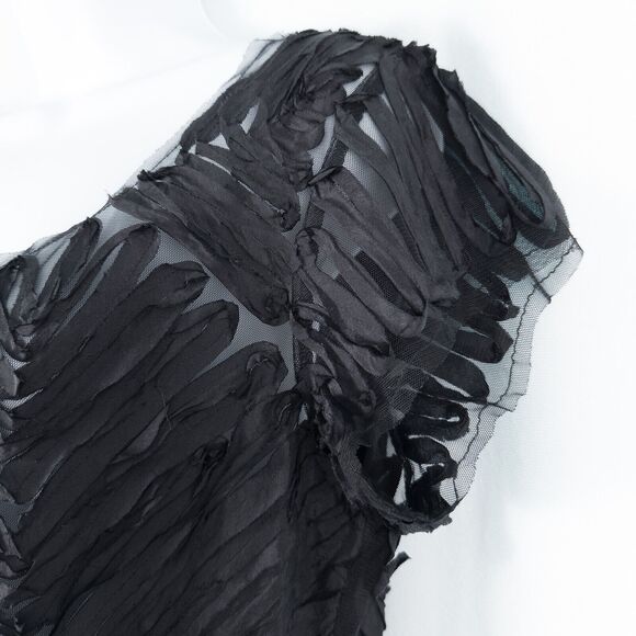 Mesh Ribbon Trim Sheer Mini Dress Medium Large Gothic Whimsigoth Fairy Grunge - Picture 15 of 16